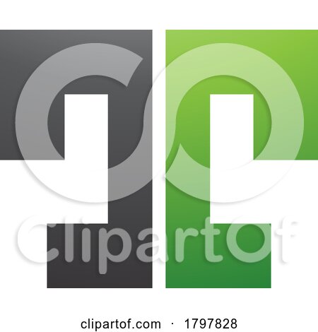 Green and Black Bold Split Shaped Letter T Icon by cidepix