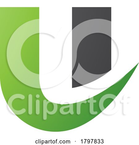 Green and Black Bold Curvy Shaped Letter U Icon by cidepix