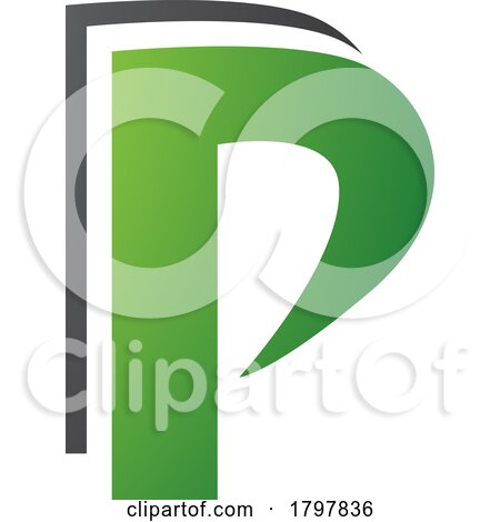 Green and Black Layered Letter P Icon by cidepix