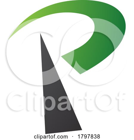 Green and Black Radio Tower Shaped Letter P Icon by cidepix