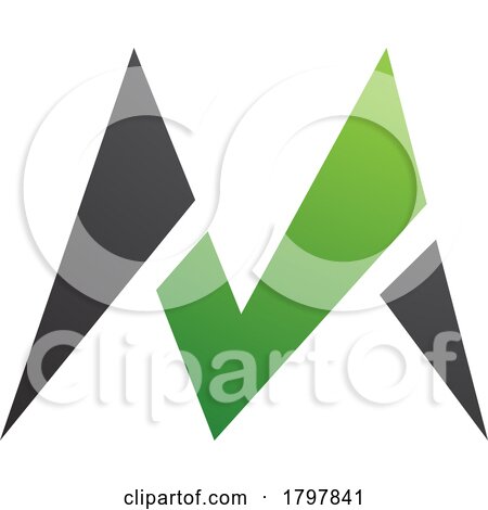 Green and Black Pointy Tipped Letter M Icon by cidepix