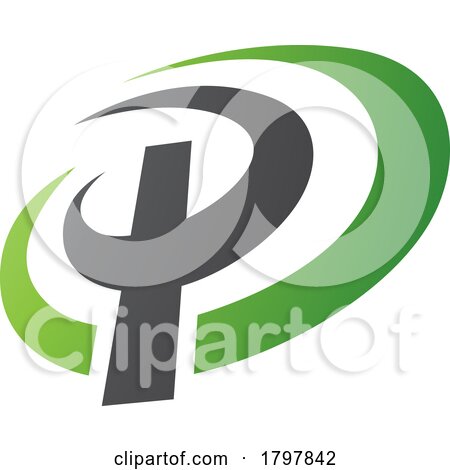 Green and Black Oval Shaped Letter P Icon by cidepix