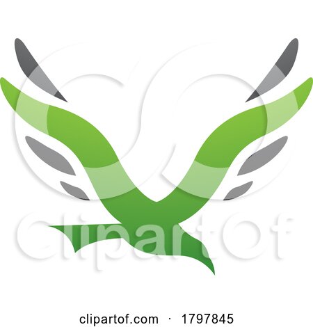 Green and Black Bird Shaped Letter V Icon by cidepix