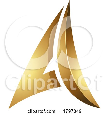 Golden Glossy Embossed Paper Plane Shaped Letter a Icon by cidepix