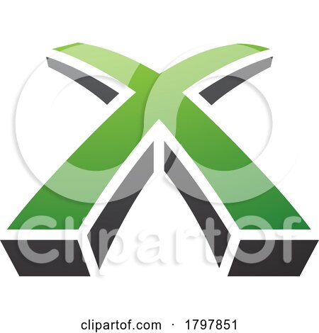 Green and Black 3d Shaped Letter X Icon by cidepix