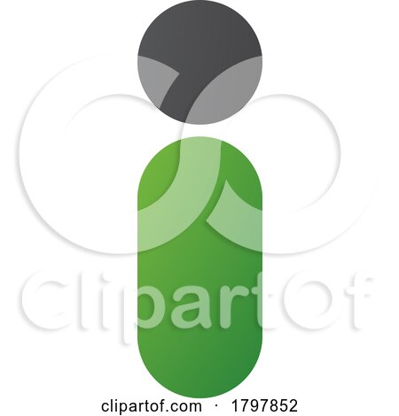 Green and Black Abstract Round Person Shaped Letter I Icon by cidepix