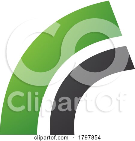 Green and Black Arc Shaped Letter R Icon by cidepix