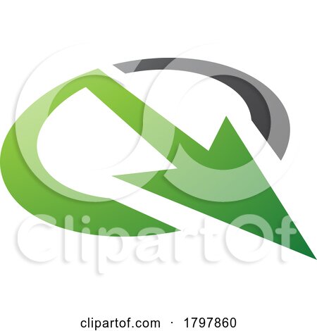 Green and Black Arrow Shaped Letter Q Icon by cidepix