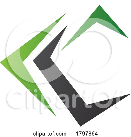 Green and Black Letter C Icon with Pointy Tips by cidepix
