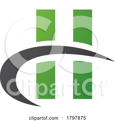 Green and Black Letter H Icon with Vertical Rectangles and a Swoosh by cidepix