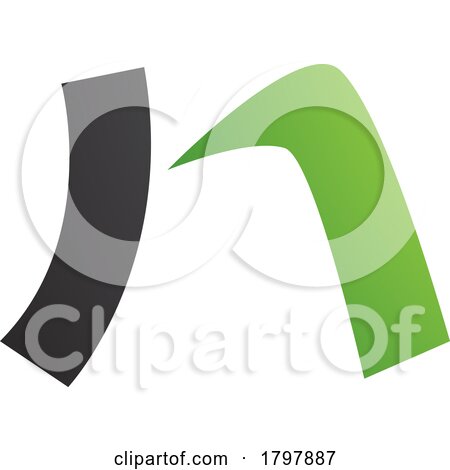 Green and Black Letter N Icon with a Curved Rectangle by cidepix