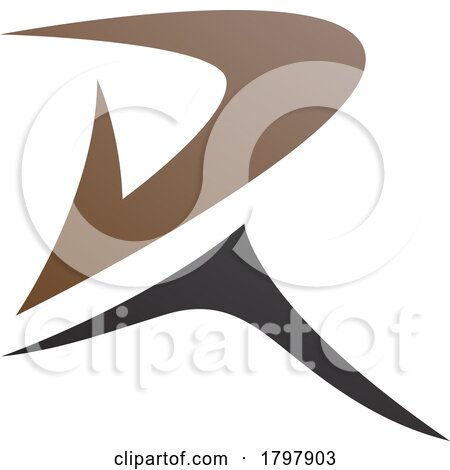 Brown and Black Pointy Tipped Letter R Icon by cidepix
