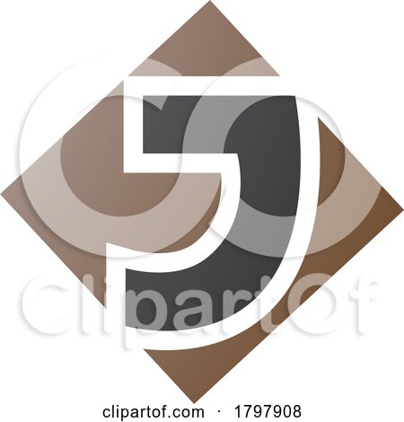 Brown and Black Square Diamond Shaped Letter J Icon by cidepix