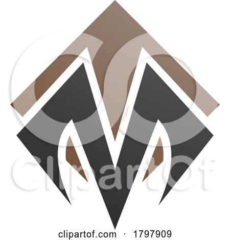 Brown and Black Square Diamond Shaped Letter M Icon by cidepix