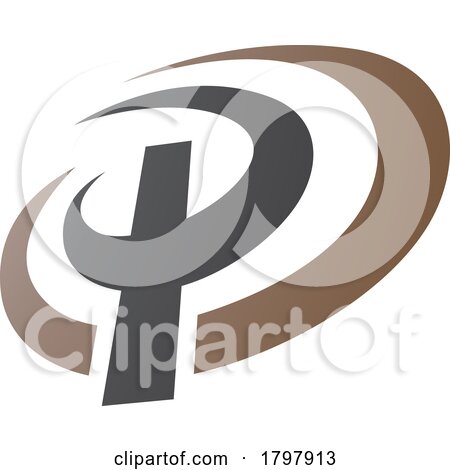Brown and Black Oval Shaped Letter P Icon by cidepix