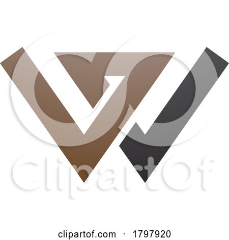 Brown and Black Letter W Icon with Intersecting Lines by cidepix