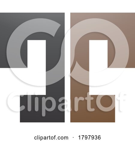 Brown and Black Bold Split Shaped Letter T Icon by cidepix