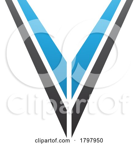 Blue and Black Striped Shaped Letter V Icon by cidepix