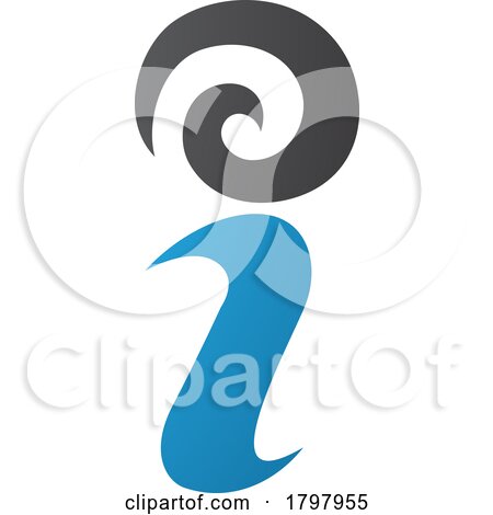 Blue and Black Swirly Letter I Icon by cidepix