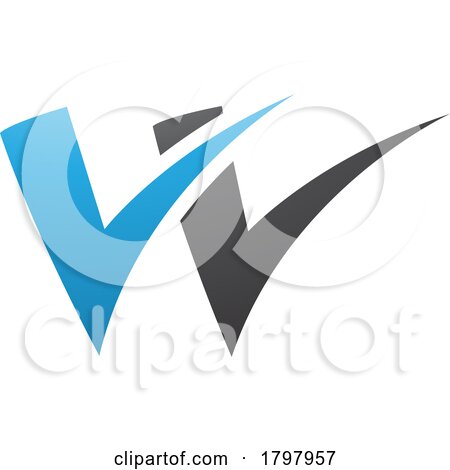 Blue and Black Tick Shaped Letter W Icon by cidepix