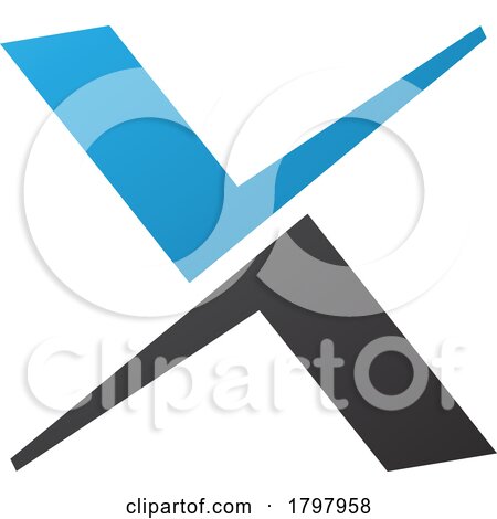 Blue and Black Tick Shaped Letter X Icon by cidepix
