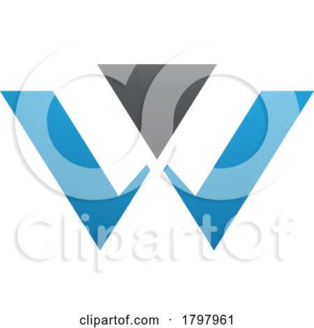 Blue and Black Triangle Shaped Letter W Icon by cidepix