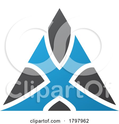 Blue and Black Triangle Shaped Letter X Icon by cidepix
