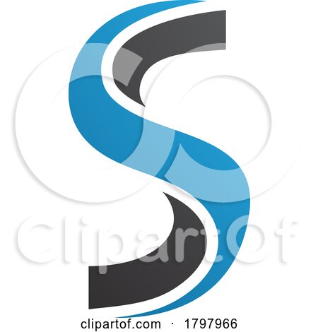 Blue and Black Twisted Shaped Letter S Icon by cidepix