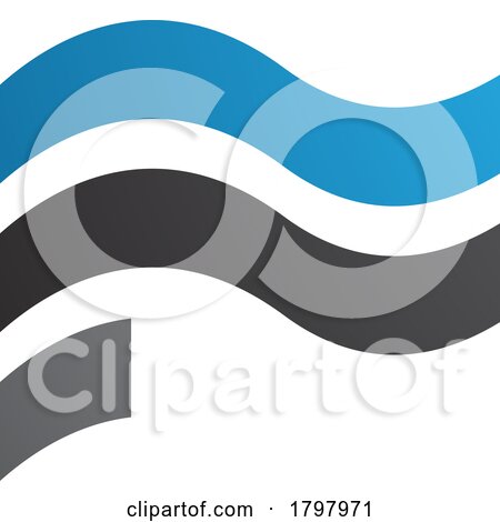 Blue and Black Wavy Flag Shaped Letter F Icon by cidepix