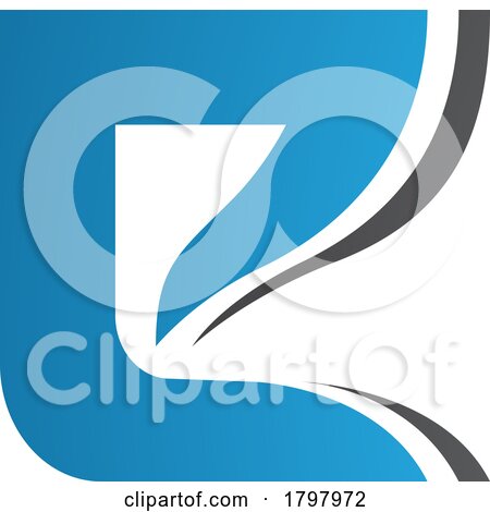 Blue and Black Wavy Layered Letter E Icon by cidepix