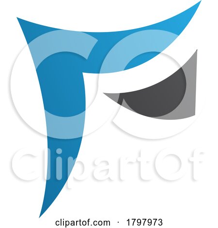 Blue and Black Wavy Paper Shaped Letter F Icon by cidepix
