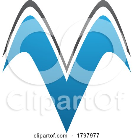 Blue and Black Wing Shaped Letter V Icon by cidepix