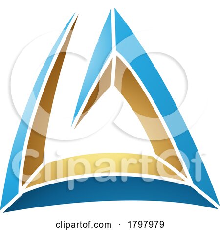 Blue and Gold Triangular Spiral Letter a Icon by cidepix