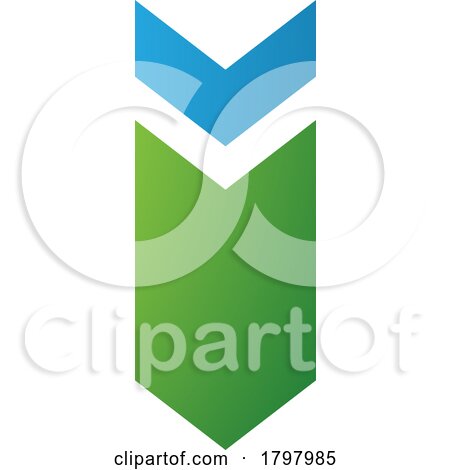 Blue and Green down Facing Arrow Shaped Letter I Icon by cidepix