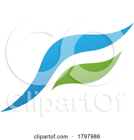 Blue and Green Flying Bird Shaped Letter F Icon by cidepix