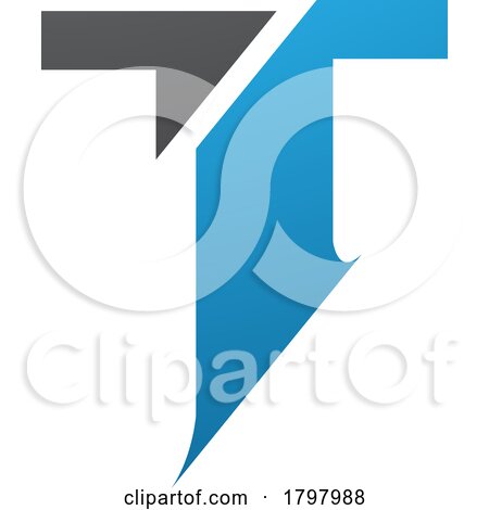 Blue and Black Split Shaped Letter T Icon by cidepix