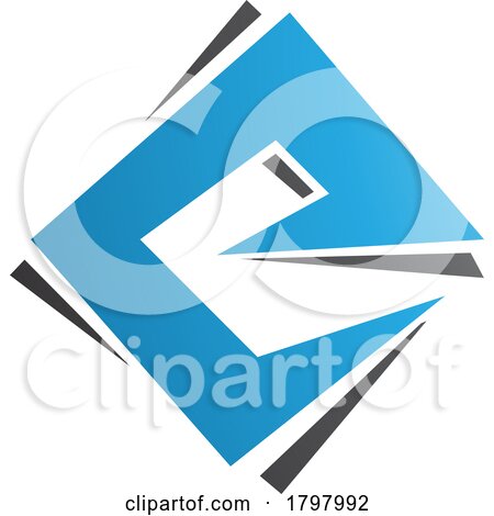 Blue and Black Square Diamond Letter E Icon by cidepix