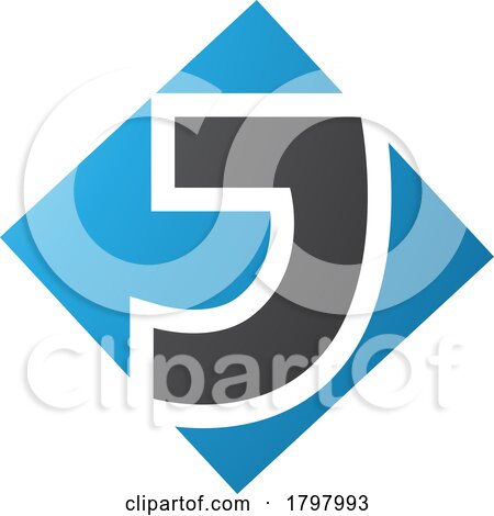 Blue and Black Square Diamond Shaped Letter J Icon by cidepix