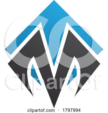 Blue and Black Square Diamond Shaped Letter M Icon by cidepix