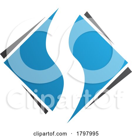 Blue and Black Square Diamond Shaped Letter S Icon by cidepix