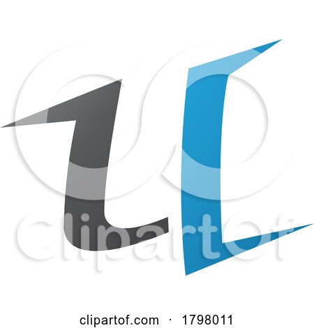Blue and Black Spiky Shaped Letter U Icon by cidepix