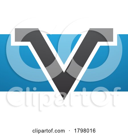 Blue and Black Rectangle Shaped Letter V Icon by cidepix