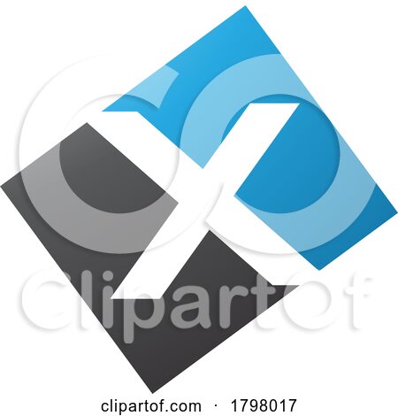Blue and Black Rectangle Shaped Letter X Icon by cidepix