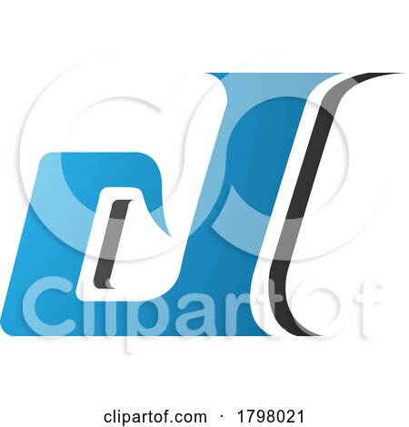 Blue and Black Lowercase Italic Letter D Icon by cidepix