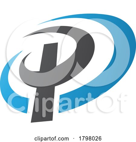 Blue and Black Oval Shaped Letter P Icon by cidepix