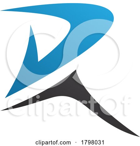 Blue and Black Pointy Tipped Letter R Icon by cidepix