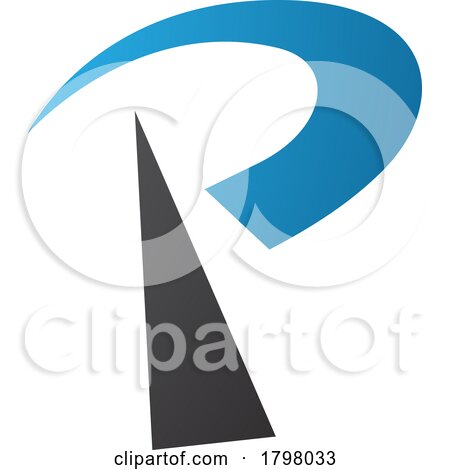 Blue and Black Radio Tower Shaped Letter P Icon by cidepix