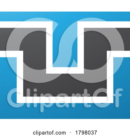 Blue and Black Rectangle Shaped Letter U Icon by cidepix
