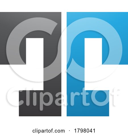 Blue and Black Bold Split Shaped Letter T Icon by cidepix