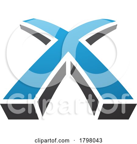 Blue and Black 3d Shaped Letter X Icon by cidepix